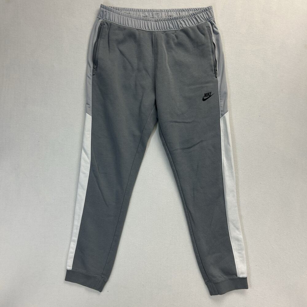 Nike Joggers Men's Large Grey Cotton Blend Sportswear Fleece Pants Drawstring